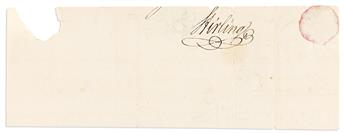 (AMERICAN REVOLUTION.) ALEXANDER, WILLIAM (LORD STIRLING). Two items, each Signed, Stirling: Partly-printed Document * Autograph Le